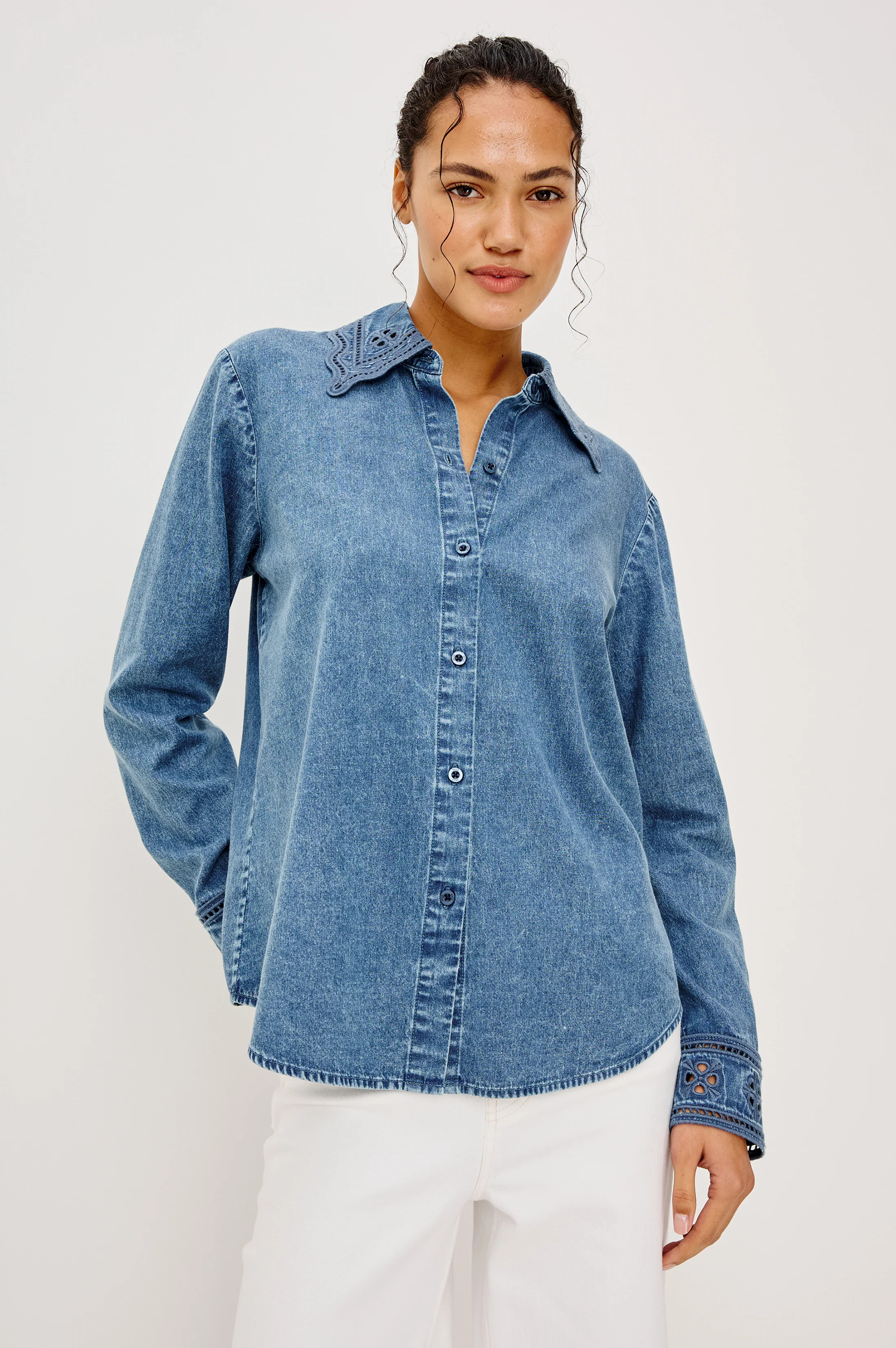 Bethany Denim Long Sleeve Top | South Moon Under