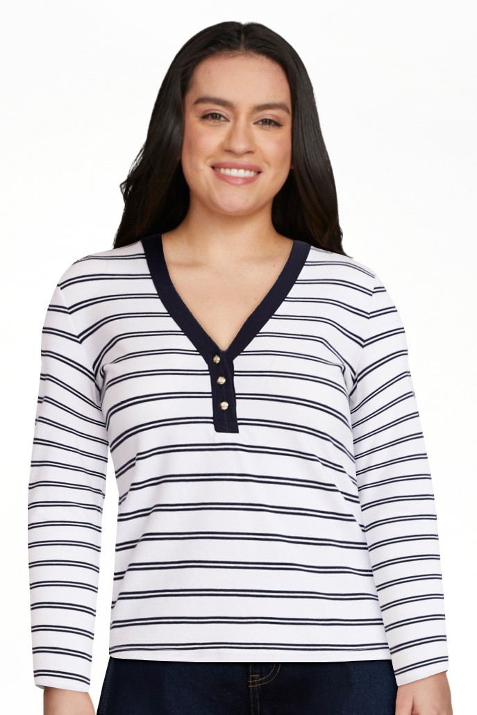 Free Assembly Women's V-Neck Henley with Long Sleeves, Sizes XS-XXL | Walmart (US)