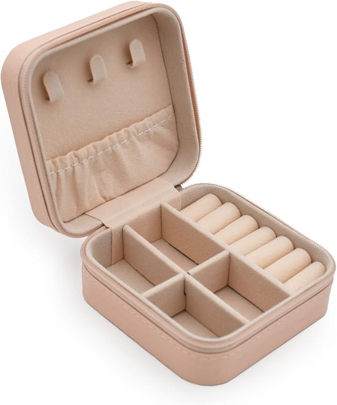 MODENGKONGJIAN Mini Jewelry Travel Case, PU Leather Travel Jewelry Organizer Box, Small Portable ... | Amazon (US)