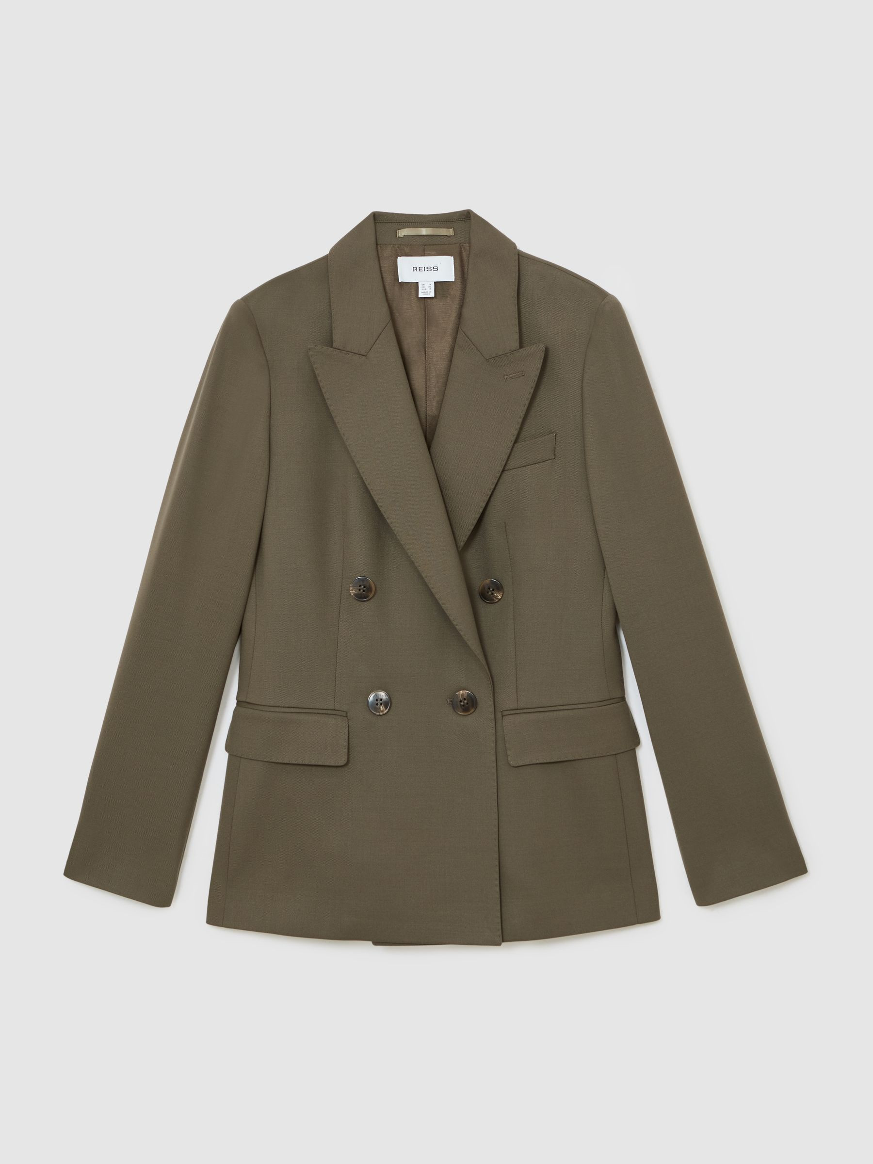 Reiss Wool-Blend Double-Breasted Suit Blazer in Green | REISS | Reiss US