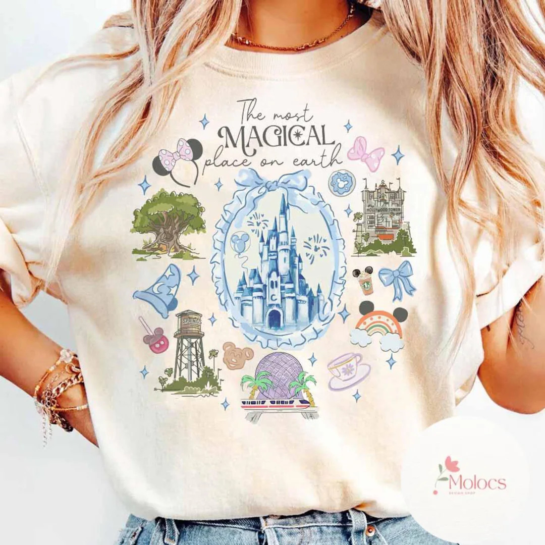 Walt Disney World Shirt, Most Magical Place on Earth Tee, Epcot Hollywood Studios Tee, Disney's A... | Etsy (US)