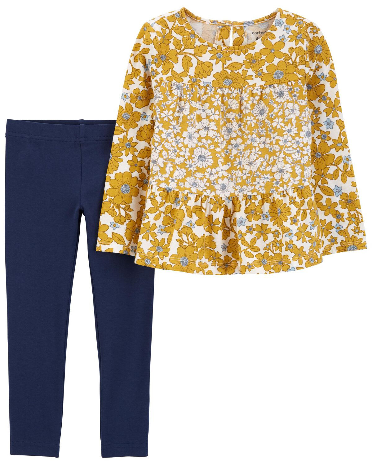 Yellow/Navy Toddler 2-Piece Floral Top & Legging Set | carters.com | Carter's