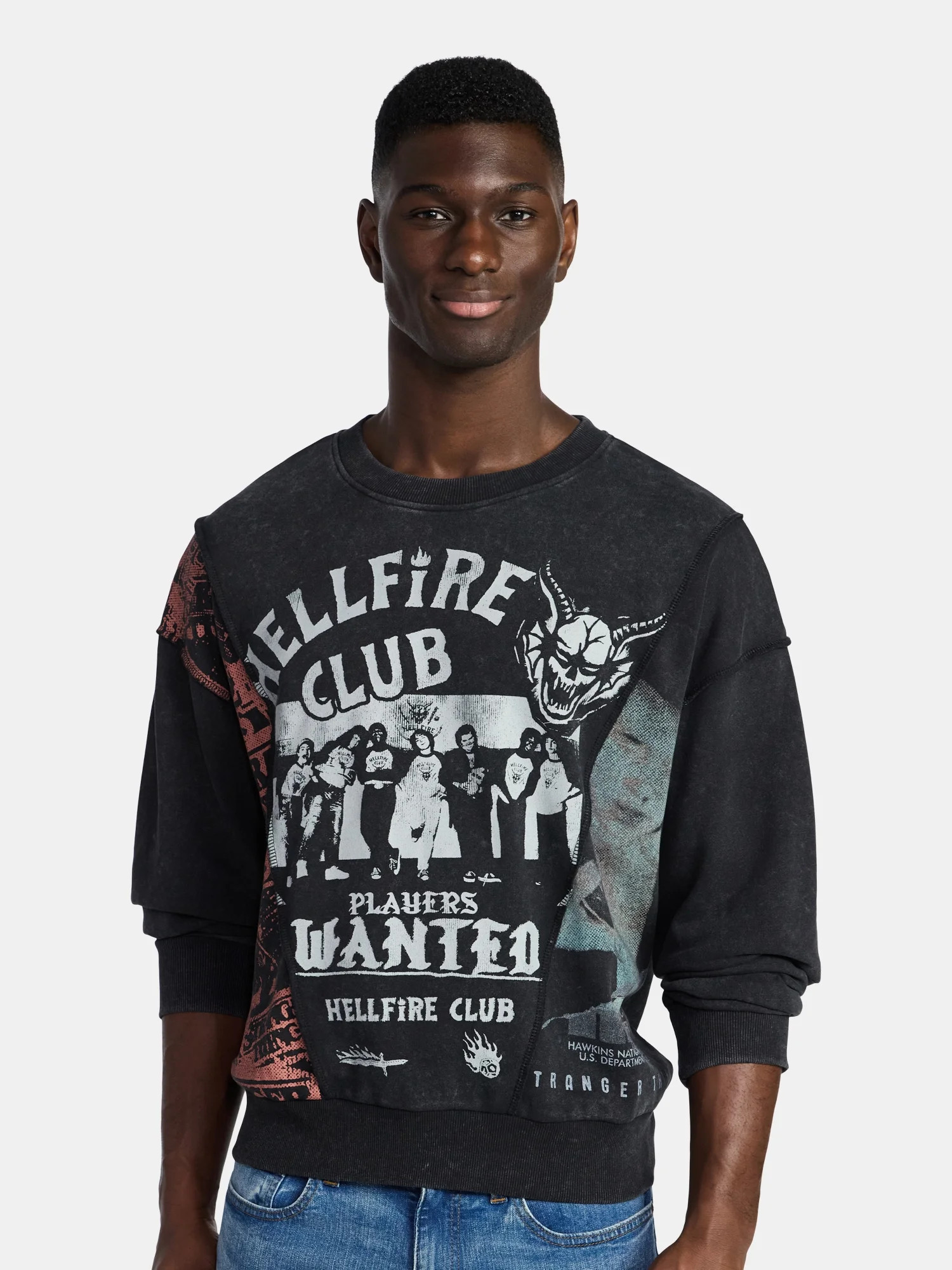 Netflix Stranger Things Men's and Big Men's Hellfire Club Crewneck Sweatshirt, Sizes XS-3XL | Walmart (US)