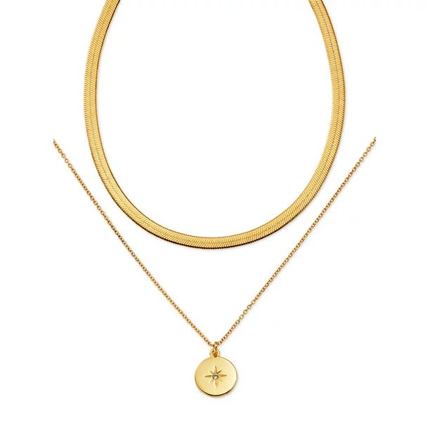 Scoop Womens 14KT Gold Flash Plated Brass Starburst Layered Necklace | Walmart (US)