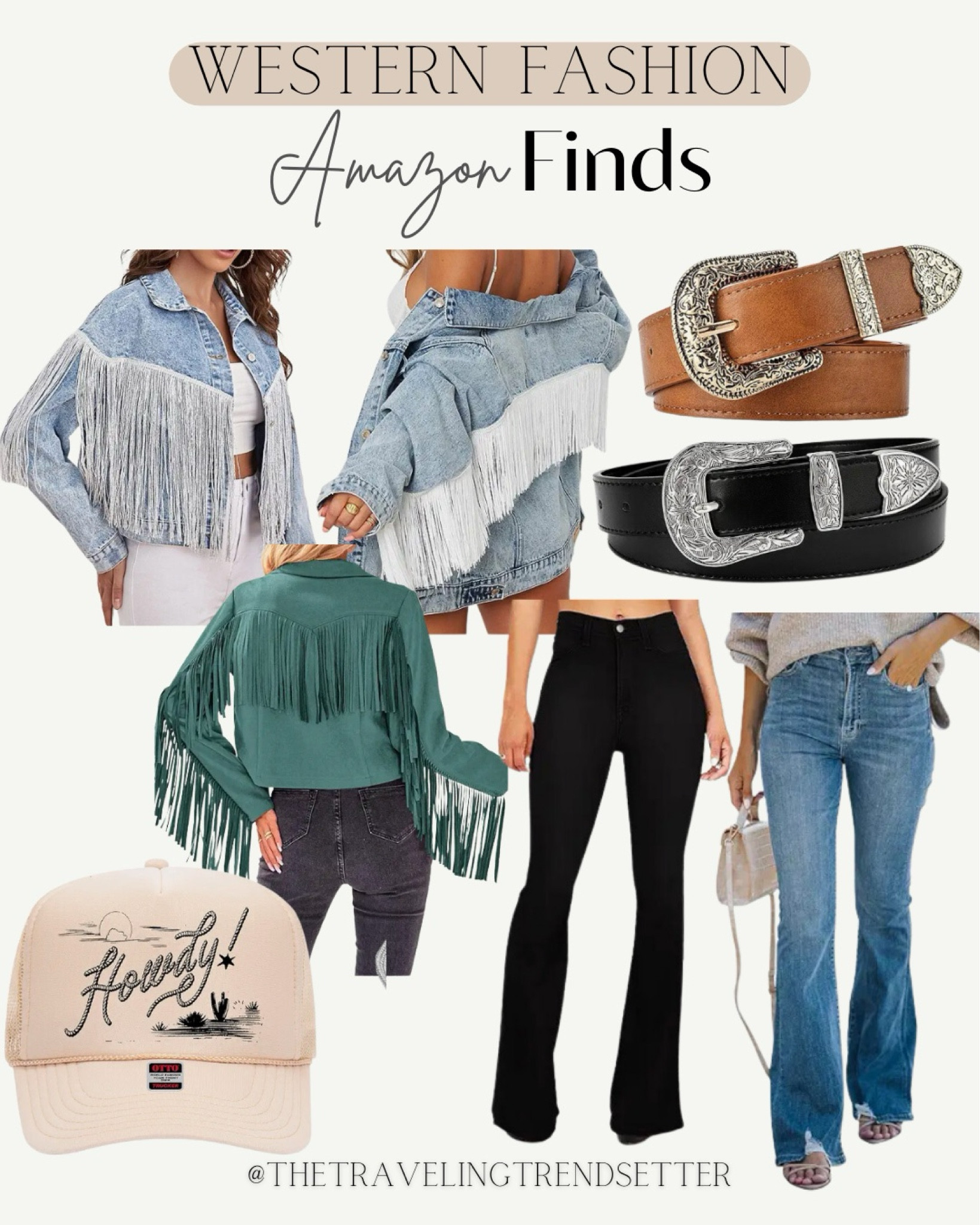 Amazon fashion  western fines, Amazon belt, denim jacket with French, suede jacket, black jeans, denim, trucker hats, Amazon, western Boho outfit ideas


#LTKfindsunder50 #LTKmidsize #LTKover40