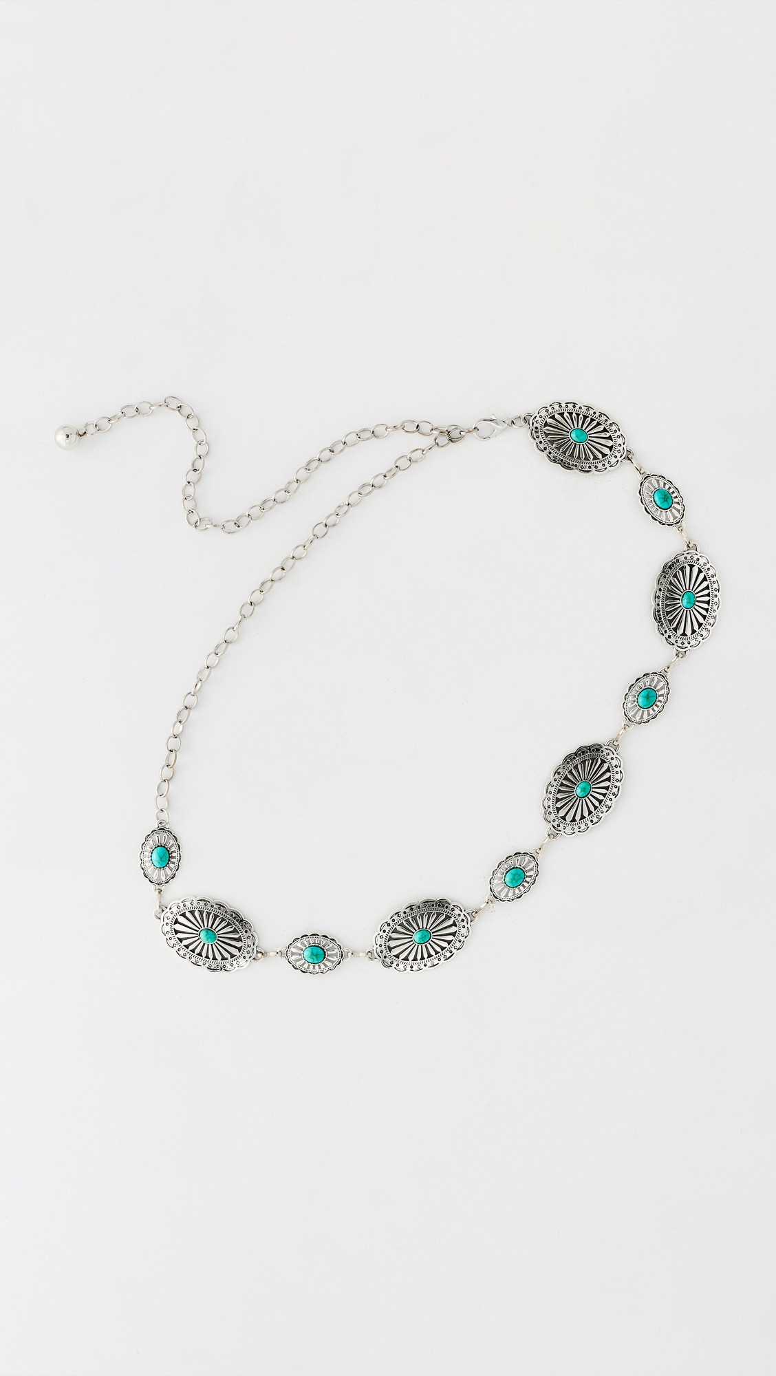 SHASHI Dallas Chain Belt Silver/Turquoise One Size | Shopbop