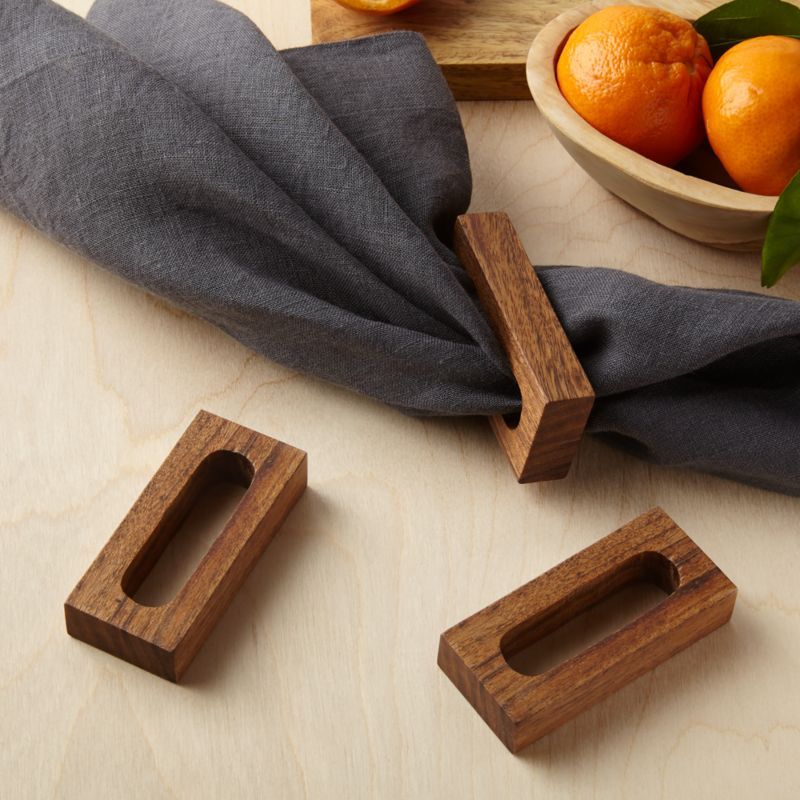 Rectangle Acacia Napkin Ring + Reviews | Crate and Barrel | Crate & Barrel