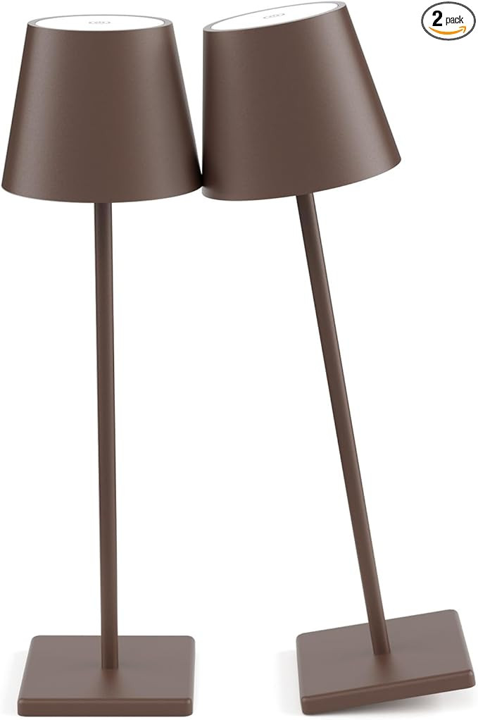 2 Packs LED Cordless Table Lamp, Rechargeable Battery Desk lamp 5500mAh Battery Operated Stepless... | Amazon (US)