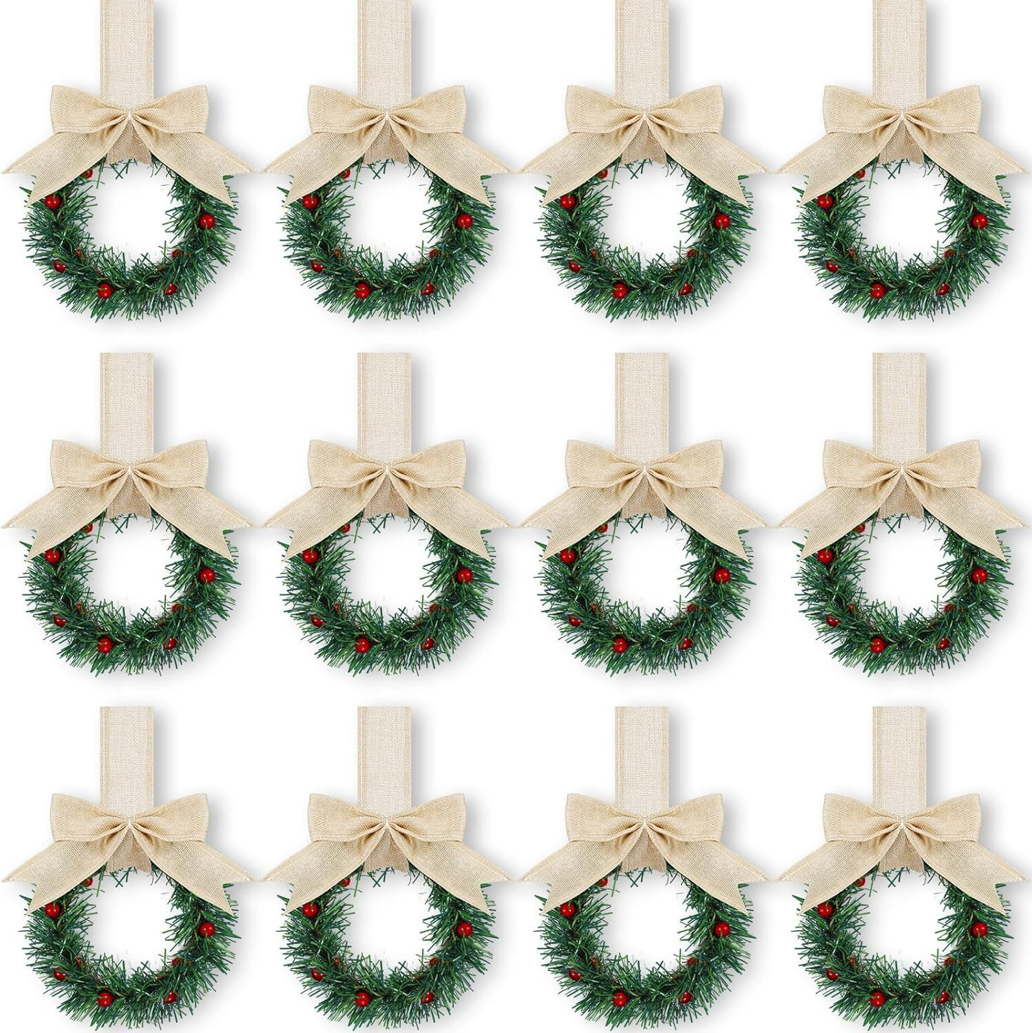 Peonyrain 6Pcs Christmas Kitchen Cabinet Wreaths with Ribbon Mini Christmas Wreath Small Kitchen ... | Walmart (US)