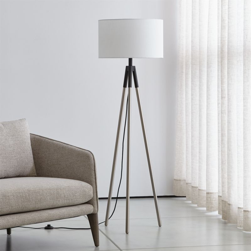 Hyde Black and Nickel Metal Tripod Floor Lamp + Reviews | Crate & Barrel | Crate & Barrel