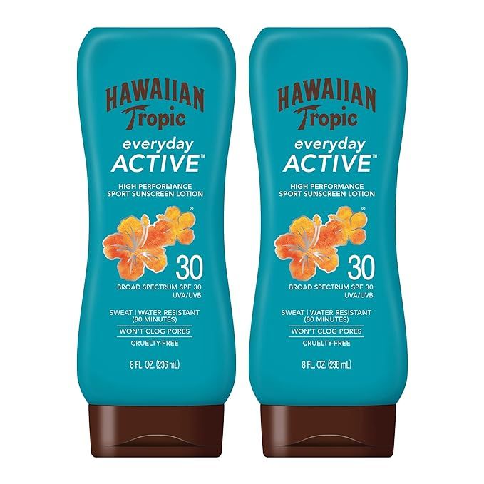 Hawaiian Tropic Everyday Active Lotion Sunscreen SPF 30, 8oz Twin Pack | Hawaiian Tropic Sunscree... | Amazon (US)