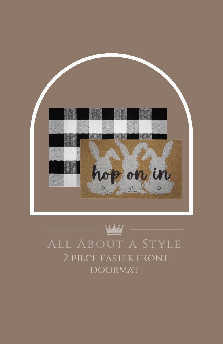 Hop into spring in style 🐰

This layered Easter doormat set adds the cutest festive touch to your front porch. The classic black & white plaid paired with the sweet bunny welcome mat makes your entry feel instantly warm and inviting for the season.

#LTKHome #LTKSeasonal #EasterDecor #SpringPorch #FrontPorchStyle #EasterReady #PorchDecor #HomeDetails