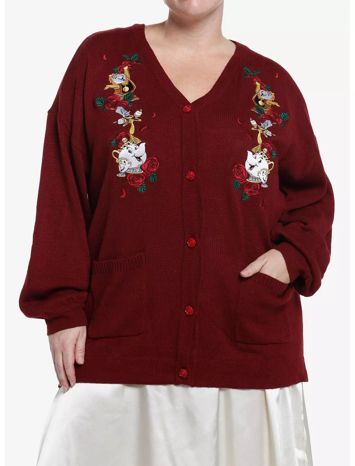 Her Universe Disney Beauty And The Beast Enchanted Objects Girls Cardigan Plus Size | Hot Topic