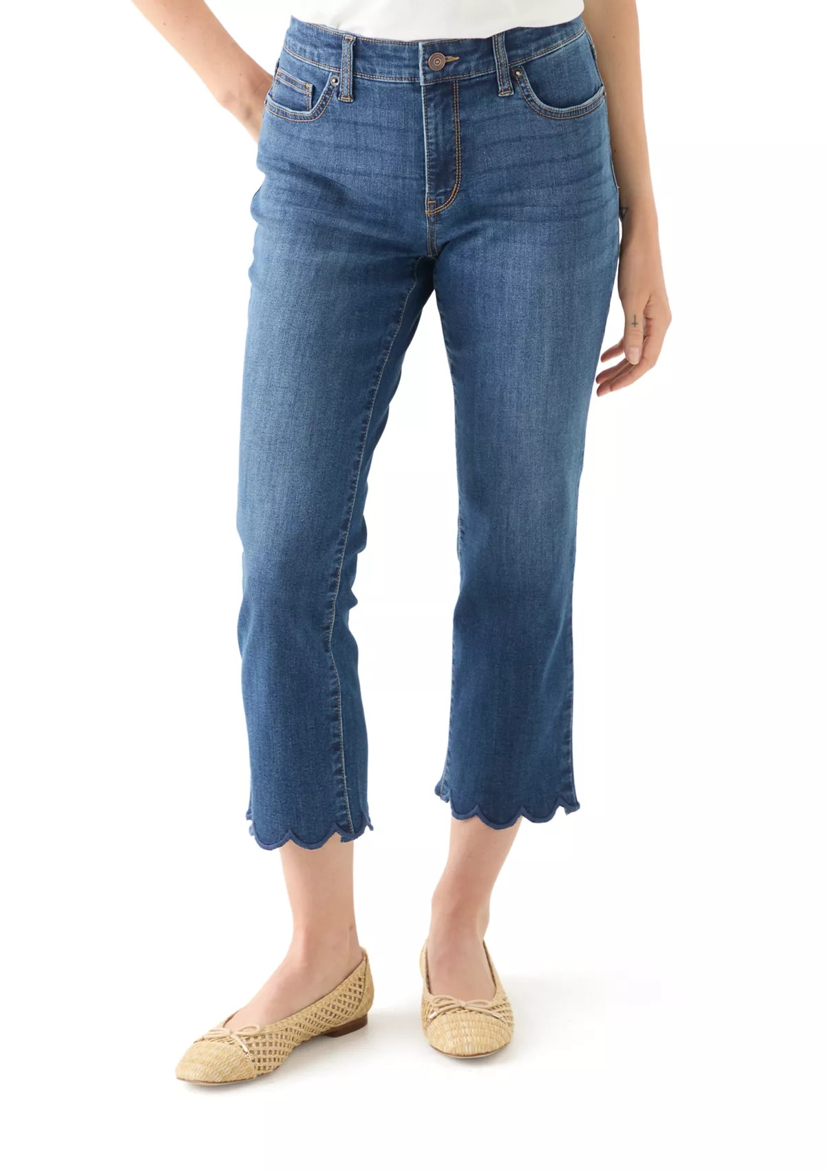 Crown & Ivy™Petite Scallop Kick Flare Pants | Belk