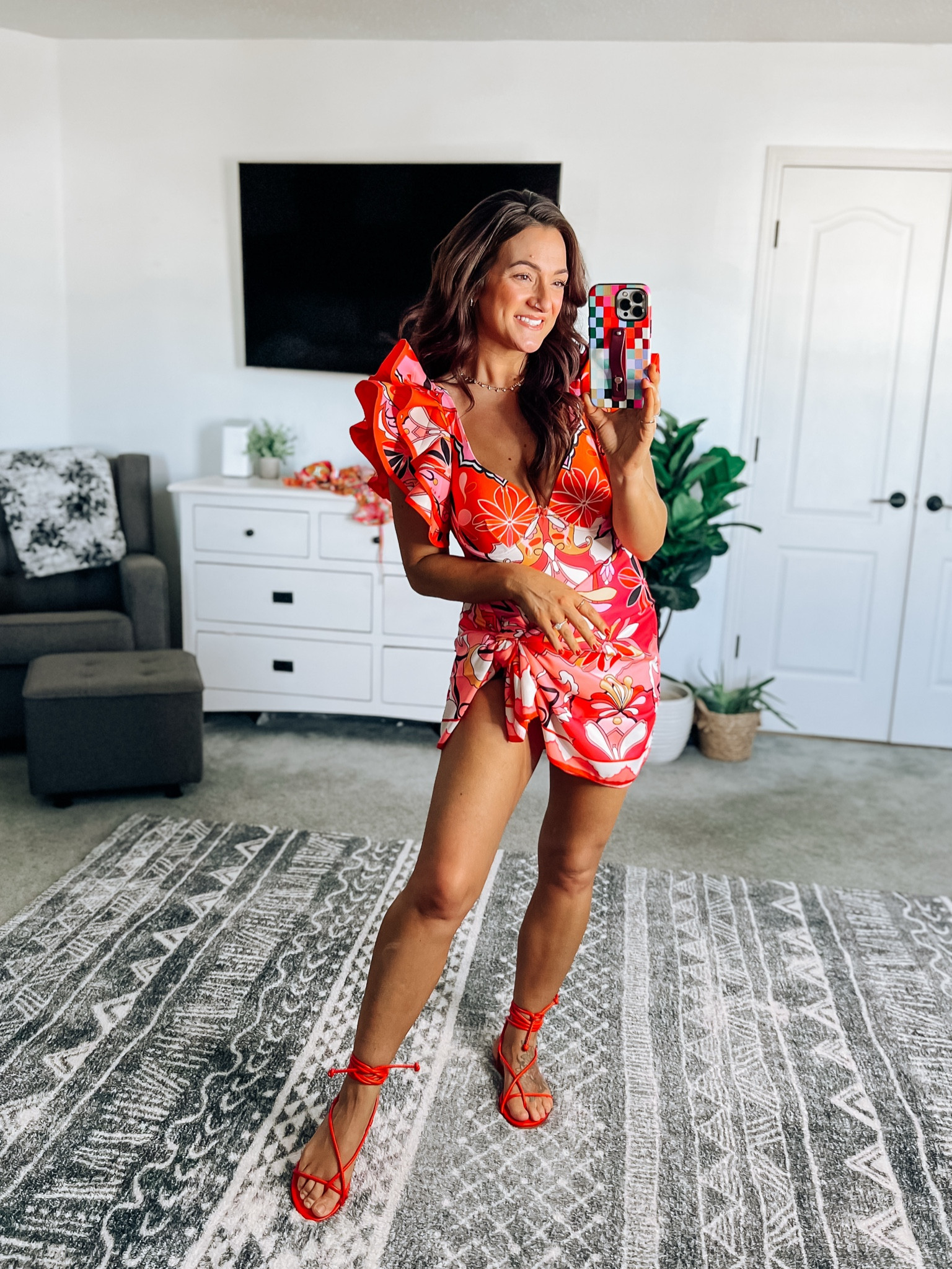 The cutest fun flirty swimwear!! Perfect for spring break, bachelorette/girls trip, resort vacay, honeymoon, etc! True to size! It has a scoop back and is slightly cheeky. Molded cups with a little padding. I have the sarong tied short here, but it looks pretty long like the model too!

#LTKFindsUnder50 #LTKFindsUnder100 #LTKSwim