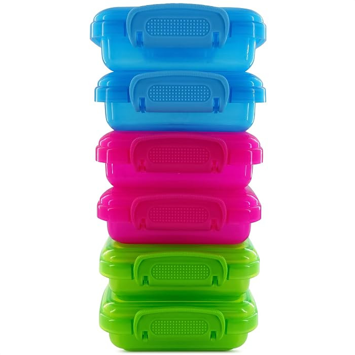 NADOBA 6 Pcs Lock Top Snack Containers with Lids, 4.6 oz, Plastic, 3 Colors     Small Snap Lid Co... | Amazon (US)