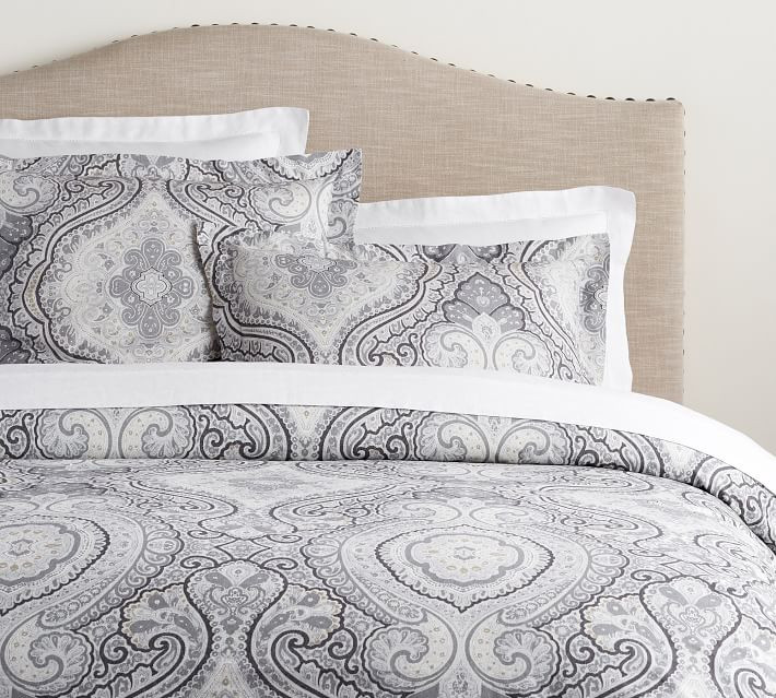 Beale Paisley Organic Percale Duvet Cover & Shams - Blue | Pottery Barn (US)