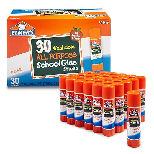 Elmer's All Purpose School Glue Sticks, Acid-Free and Washable, Clear, 7 Grams, 30 Count - Ideal ... | Amazon (US)