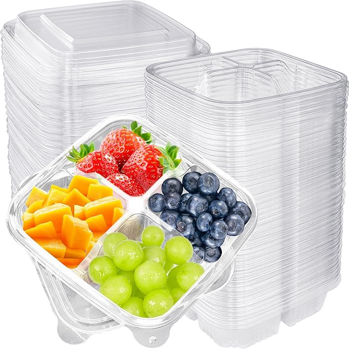 Haawooky 50 Pcs Bento Snack Food Containers,4 Compartment Lunchable Container with Lids,Divided F... | Amazon (US)