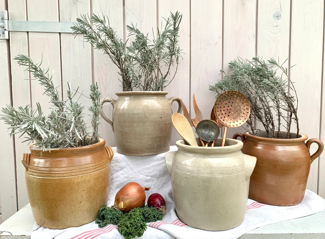 French Glazed Stoneware Confit Pots Crockpots With Handles - Etsy | Etsy (US)
