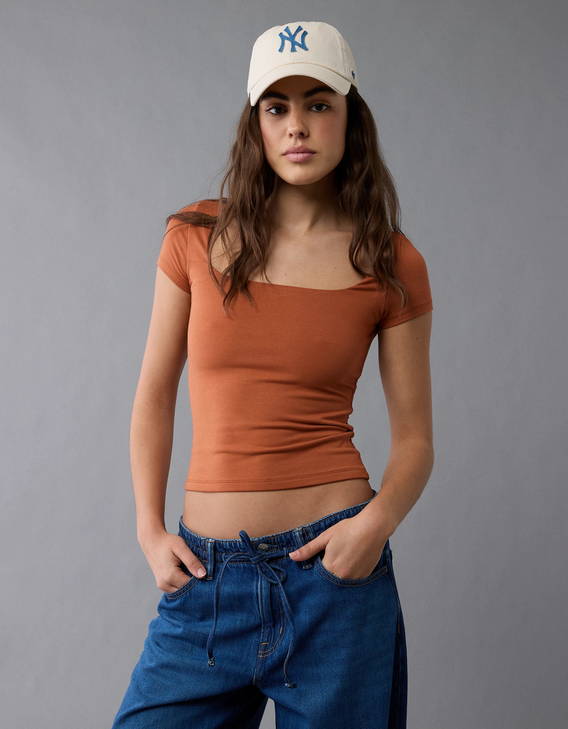 AE Square Neck Hey Baby Tee | American Eagle Outfitters (US & CA)