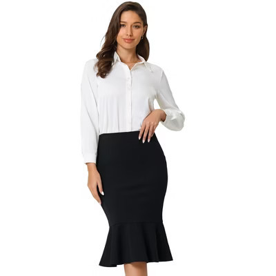 Hobemty Women's Office Fishtail Stretchy High Waist Bodycon Pencil Skirts Black XX-Large | Target
