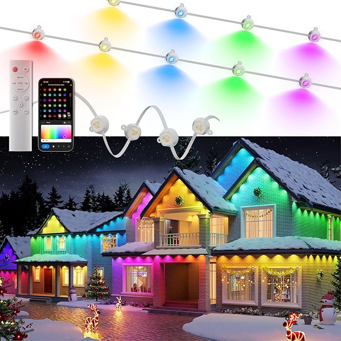 Permanent Outdoor Christmas Lights Pro, 100ft RGBWW & 60LM Triple-LED Smart Lights, Christmas Dec... | Amazon (US)