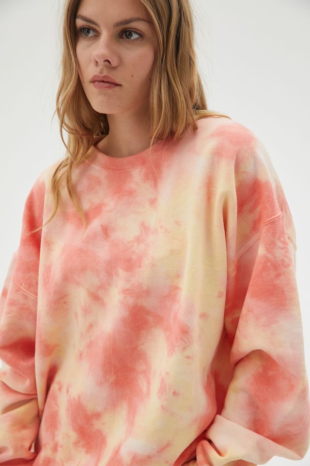 Urban Renewal Recycled Muted Flame Tie-Dye Crew Neck Sweatshirt | Urban Outfitters (US and RoW)