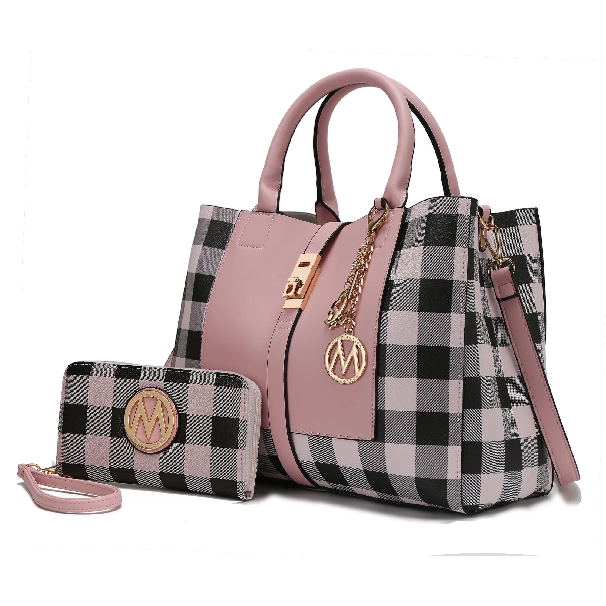 MKF Collection Yuliana Checkered Satchel Bag with Wallet by Mia K. | Walmart (US)