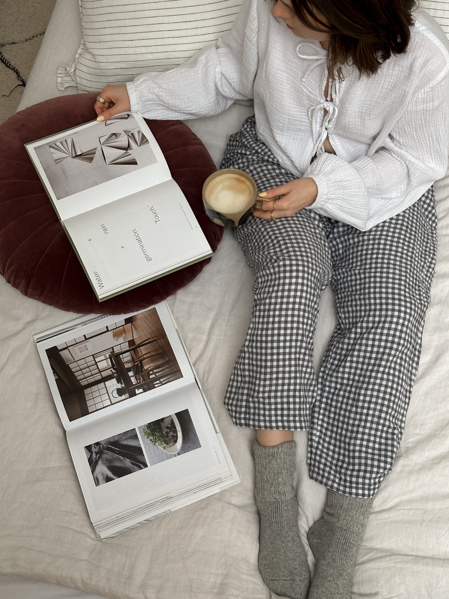Muji, Boheme, Amazon, Uniqlo, Asos, Arket, loungewear, gingham trousers, gingham pyjamas, tie front top, white blouse, home accessories, home decor, linen outfit

#LTKhome #LTKSeasonal #LTKeurope