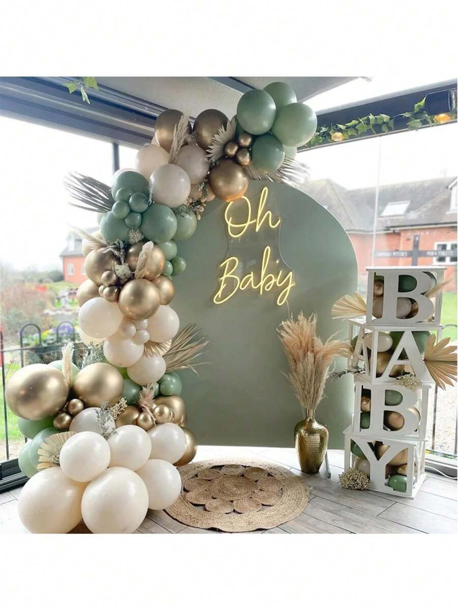 90pcs Retro Green Sand White Latex Balloons Garland Arch Kit For Wedding Birthday Anniversary Ind... | SHEIN