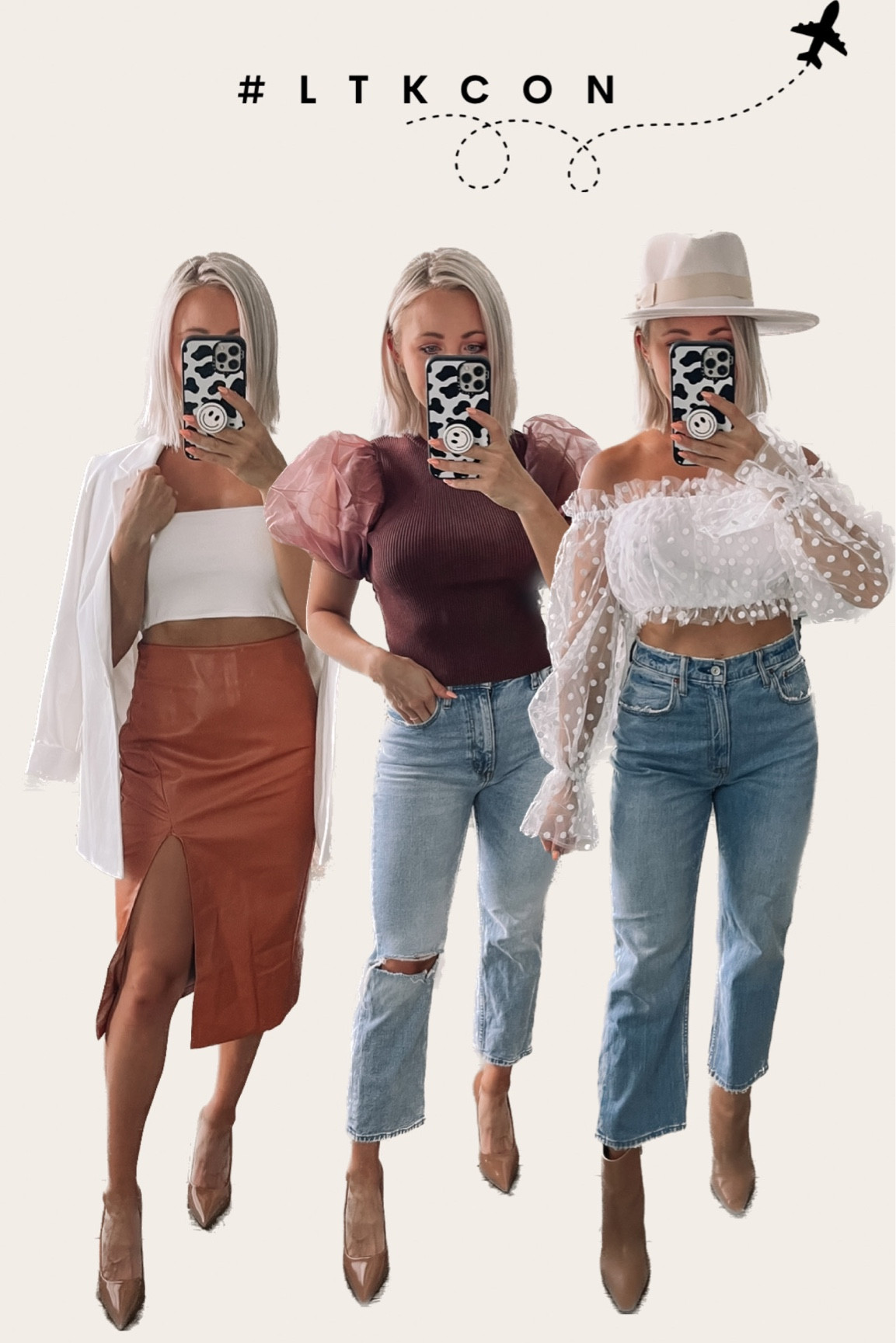 What I’m bringing to #LTKCon — snappy casual outfits! I’m a size medium in the skirt and small in everything else. Jeans are all size 26. #casualoutfit #falloutfit #fallstyle #dallas 

#LTKCon 

#LTKstyletip #LTKSeasonal