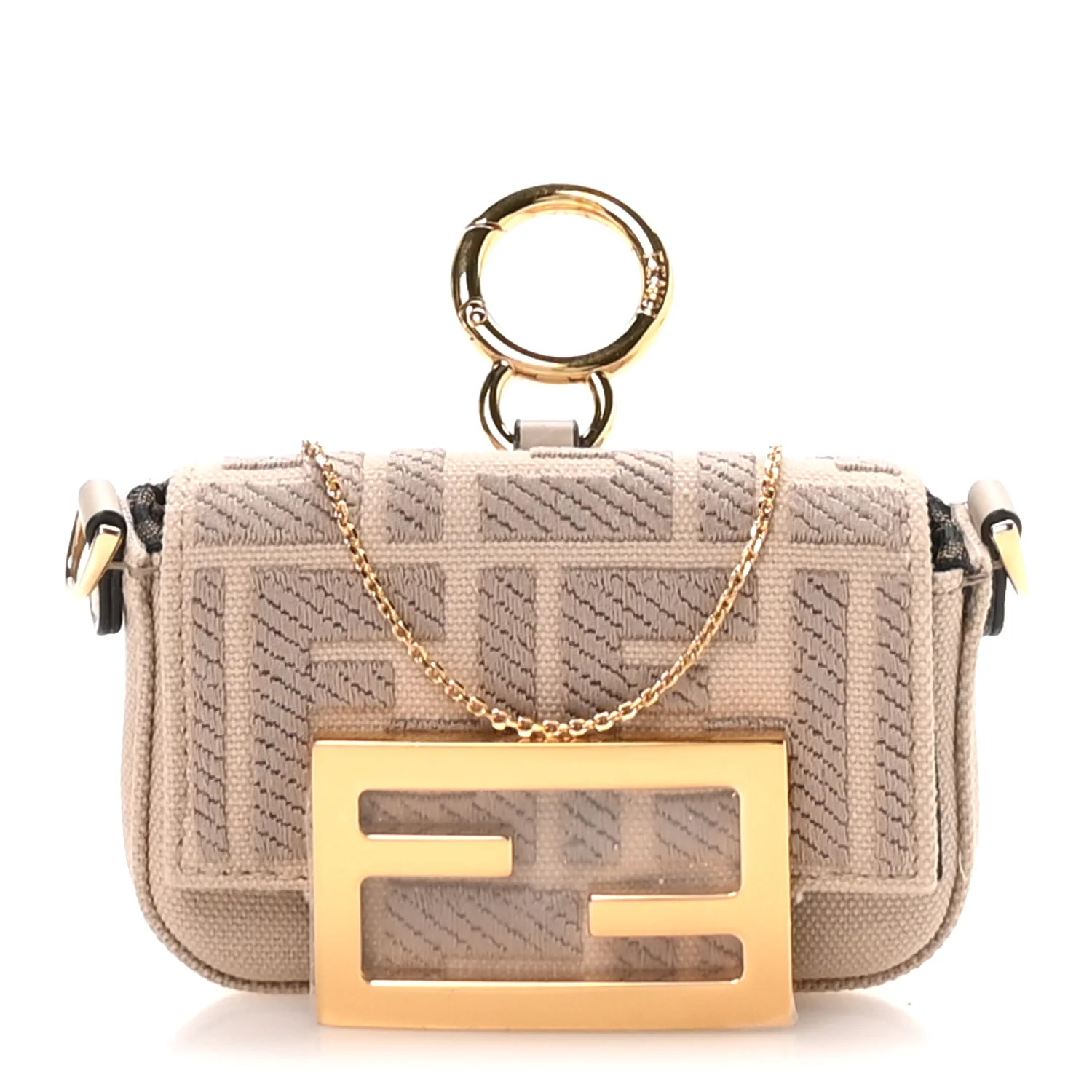 Canvas Vitello King FF Embroidered Nano Maxi Buckle Baguette Charm Nuvola | FASHIONPHILE (US)
