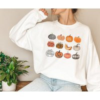 Pumpkin Sweatshirt, Pumpkin Graphic Sweater, Cute Faces, Fall Harvest Pumpkins, Halloween Gifts For Her, Mom | Etsy (US)