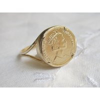 Gold Coin Ring, Coin Ring, Vintage Signet Statement Queen Elizabeth's Retro Ring | Etsy (US)