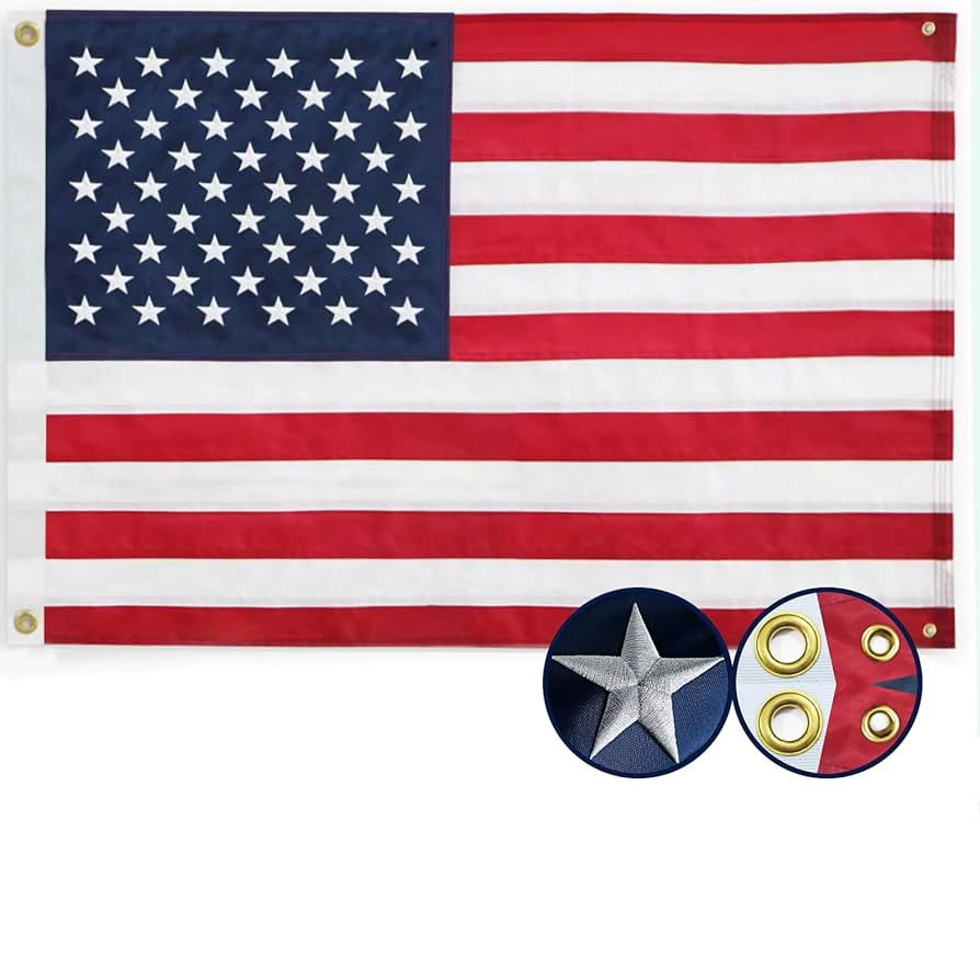 American USA Flag 3x5 Ft, 4 Brass Grommets USA Flags - Embroidered Stars, Sewn Stripes, Heavy Dut... | Amazon (US)