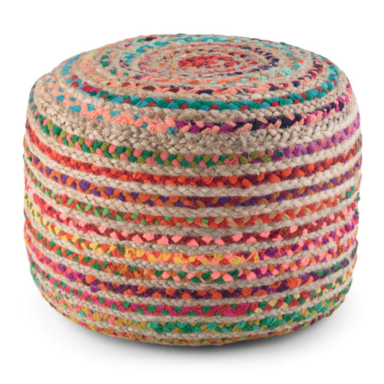 SIMPLIHOME Margo 20 Inch Boho Round Pouf in Multi Color Braided Jute, For the Living Room, Bedroo... | Amazon (US)