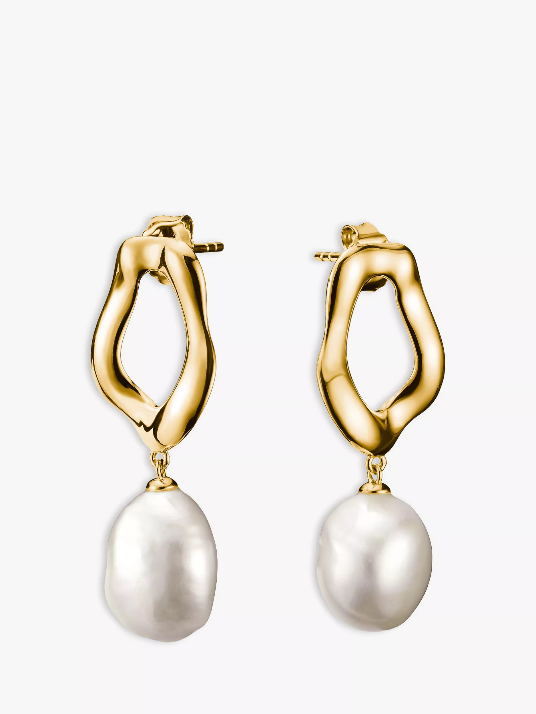 Freshwater Pearl Earrings, Gold/White | John Lewis (UK)