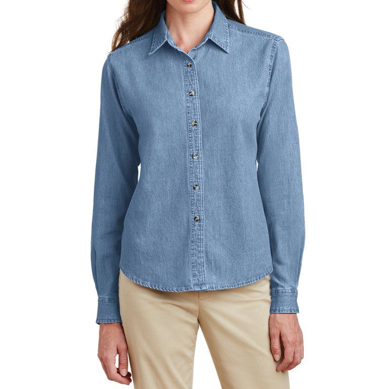 Mafoose Women's Long Sleeve Value Denim Shirt Faded Blue 3XL | Walmart (US)