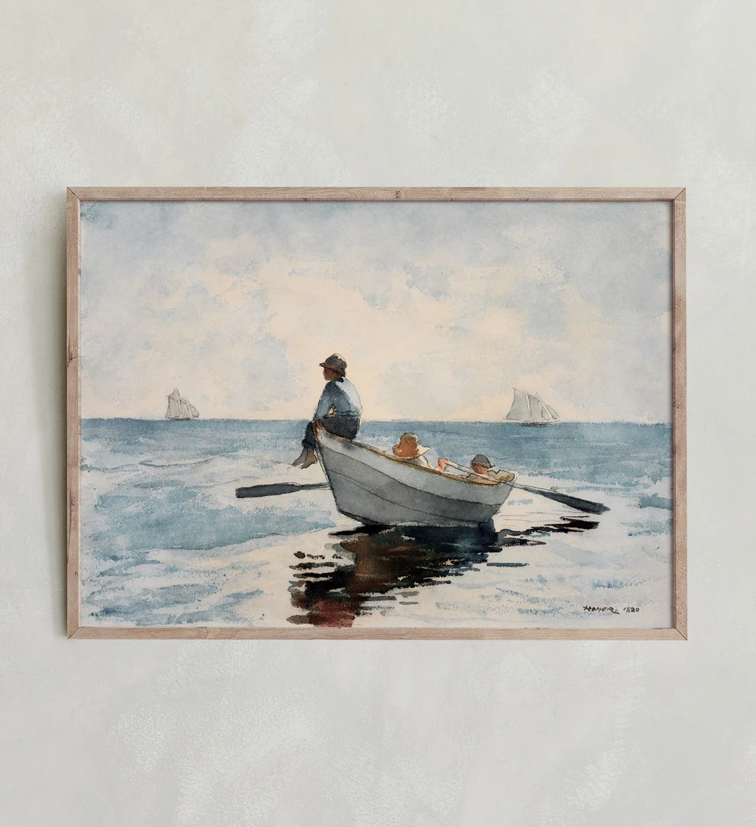 Boys in a Dory Painting, Watercolor Seascape Print, Printable Wall Art, Downloadable Digital Art | Etsy (US)