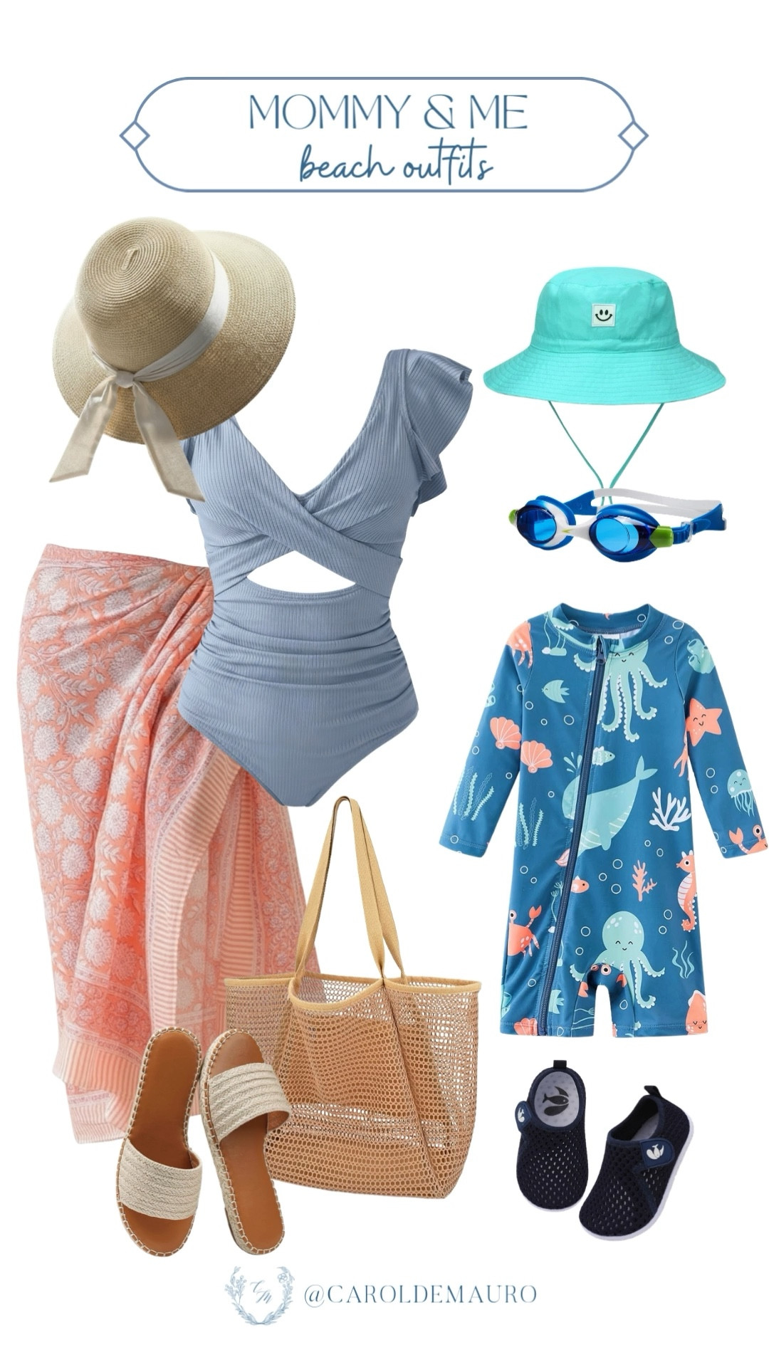 Copy, paste, and head to the waves! You’ve officially won the mommy and me style game. Wear cute coordinated outfits from a one-piece swimsuit layered with a pink coverup and cute under-the-sea printed onesies. You two are the best-dressed duo on the coast.

amazon fashion, vacation looks, resort wear, beach vibes, spring fashion, straw hats, toddler style, swimming trunks 

#LTKU #LTKSeasonal #LTKKids