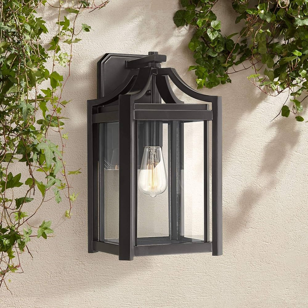 Franklin Iron Works Rockford Rustic Farmhouse Box-Shaped Outdoor Wall Light Fixture Sleek Black I... | Amazon (US)