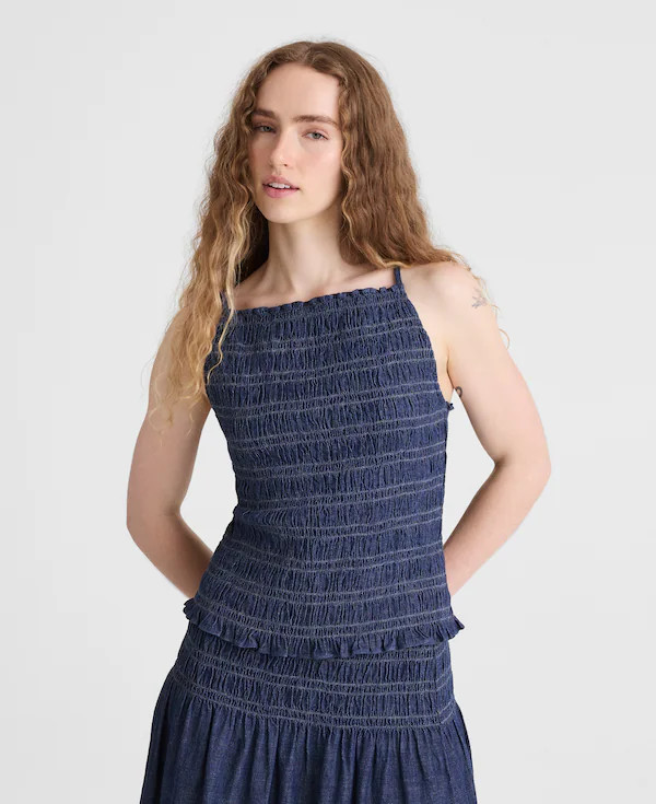 Denim Smocked Tank | Madewell
