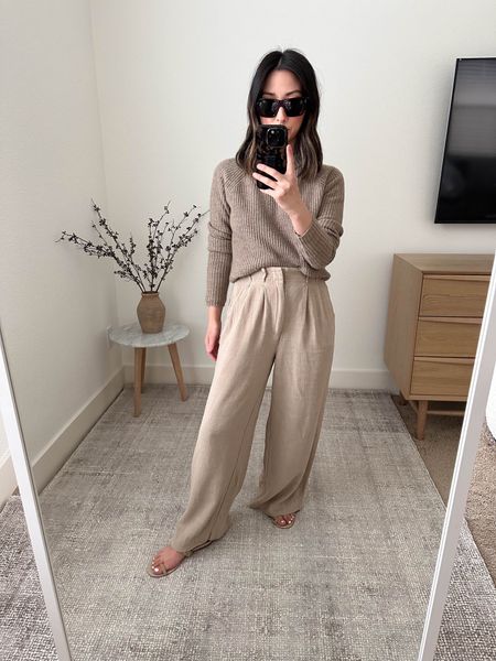 Jenni Kayne cashmere cocoon fisherman sweater. This one runs tts and has a more fitted fit. Super soft and so stunning! 

Sweater - Jenni Kayne xs
Pants - Z Supply xs
Sandals - Jenni Kayne 36. 
Sunglasses - Celine 

Petite Style, Spring fashion, Spring outfit, spring sweater, sandals, vacation outfit 

#LTKshoecrush #LTKSeasonal