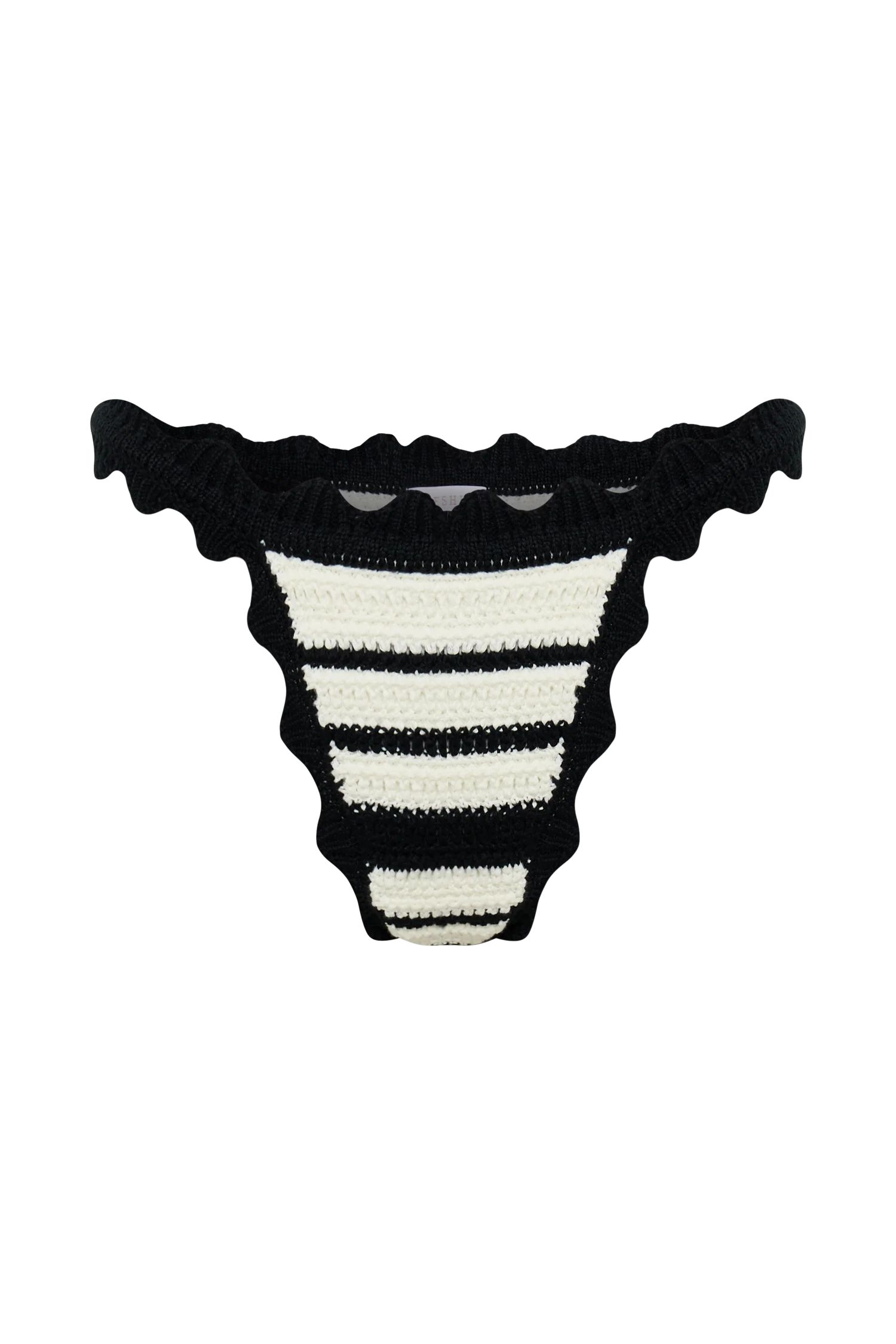 Amanda Stripe Bikini Bottom - Black | MESHKI US