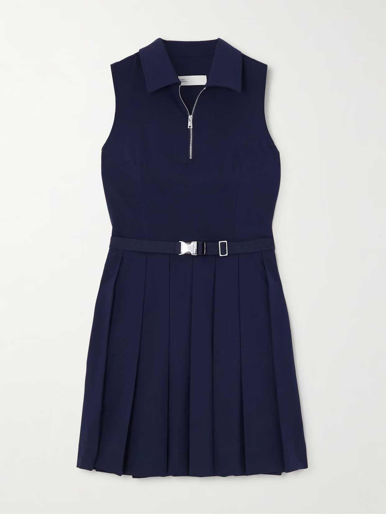 TORY SPORT - Belted Pleated Stretch-jersey Golf Mini Dress - Blue | NET-A-PORTER (US)