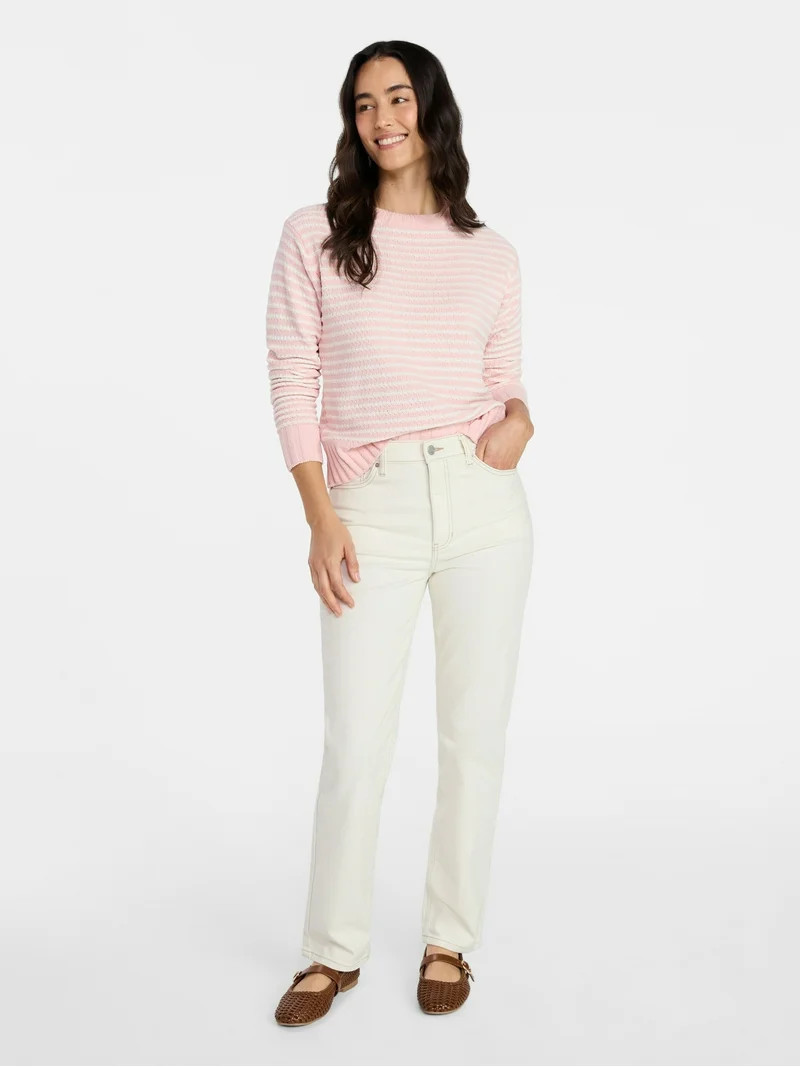 Time and Tru Women's and Women's Plus Long Sleeve Chenille Pullover, Sizes XS-4X | Walmart (US)