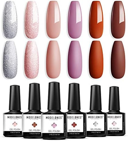 Gel Nail Polish Nude Red Pink Glitter Holiday Gel Polish 6 Colors 10 ML 0.34 OZ Soak Off Sweet Cu... | Amazon (US)
