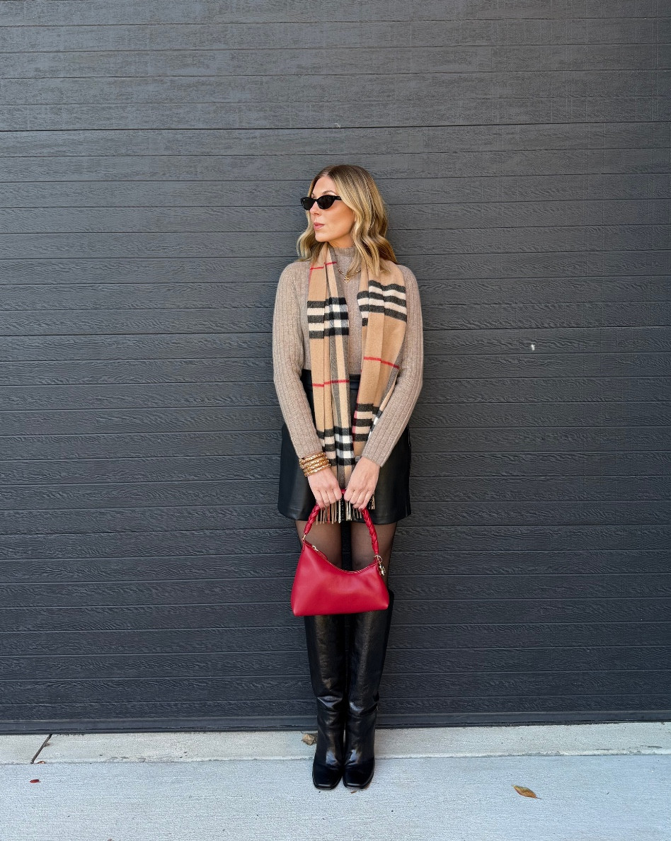 The easiest way to feel festive without trying too hard: a black mini, sheer tights, tall boots, and a soft cashmere knit.
Finished with a classic Burberry check and a pop of holiday red — subtle, timeless, and perfectly seasonal. ❤️✨


#LTKootd #LTKSaleAlert #LTKHoliday