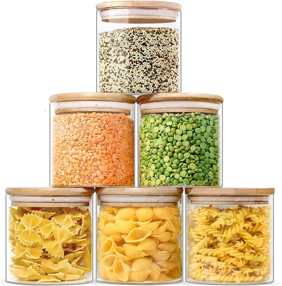 Urban Green Glass Jars with Bamboo Lids, Glass Airtight Canisters sets, Glass Food Storage Contai... | Amazon (US)